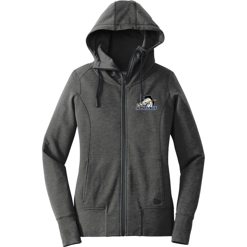 Mid-State Mustangs New Era Ladies Tri-Blend Fleece Full-Zip Hoodie