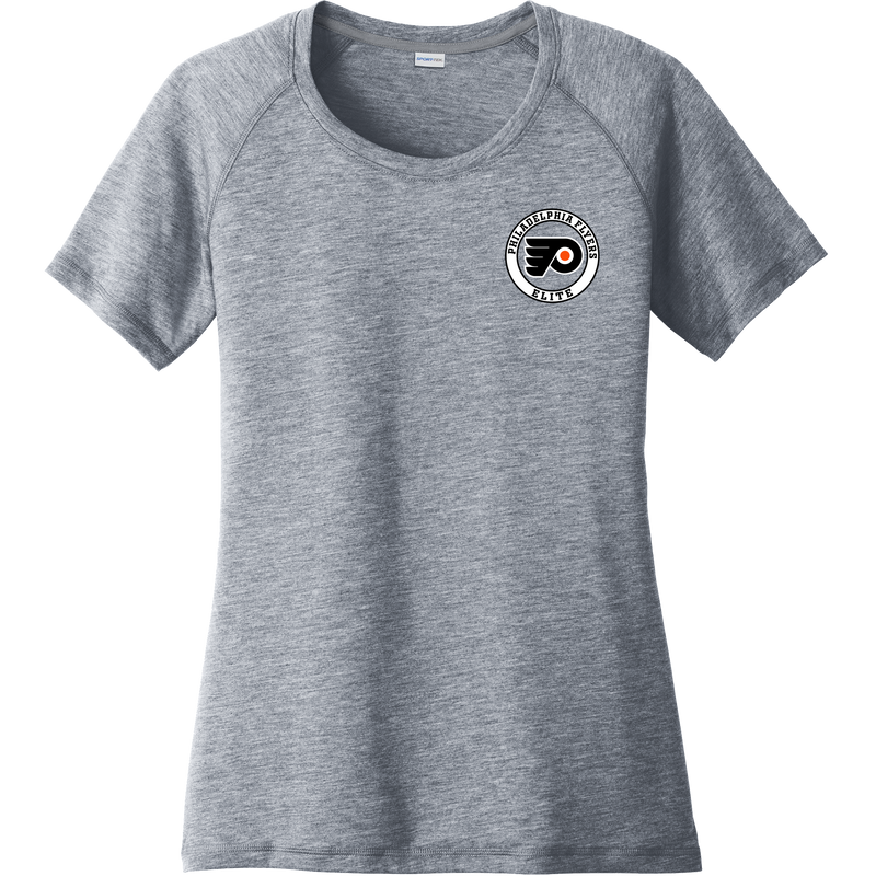 Philadelphia Flyers Elite Ladies PosiCharge Tri-Blend Wicking Scoop Neck Raglan Tee