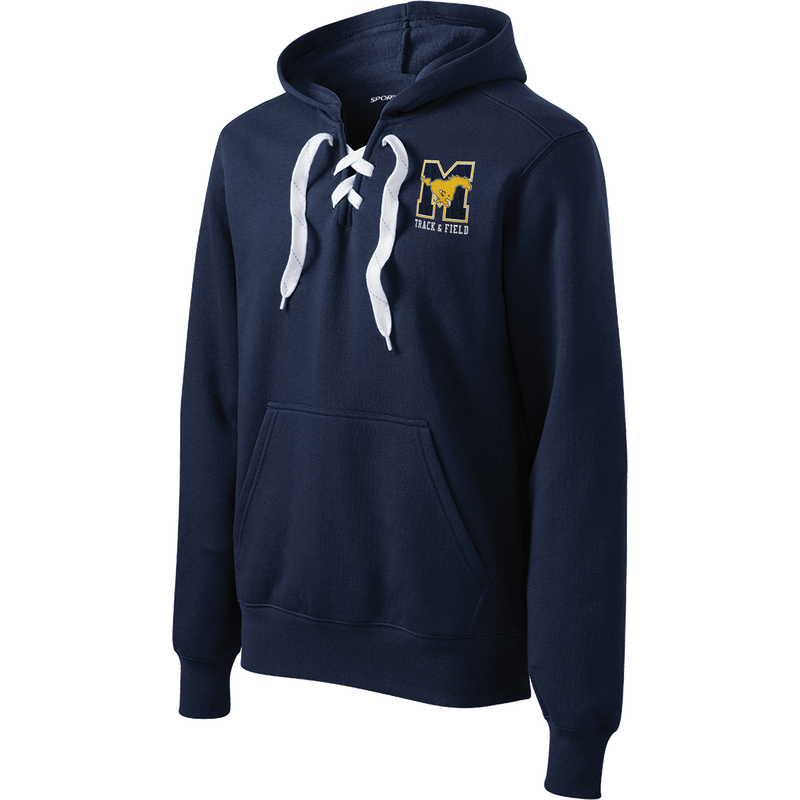 Marlboro Track and Field Lace Up Pullover Hooded Sweatshirt