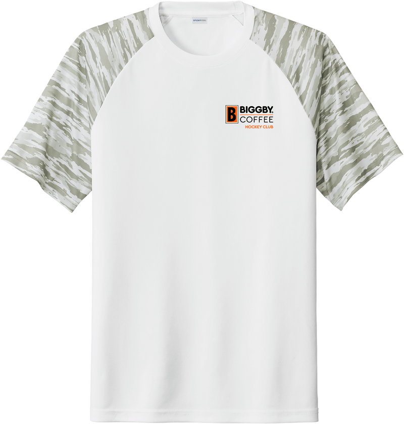 Biggby Coffee Hockey Club Drift Camo Colorblock Tee